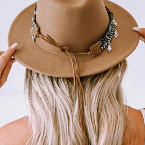 Brown Silver Dangle Embroidery Decor Classic Jazz Bowler Hat main image 5